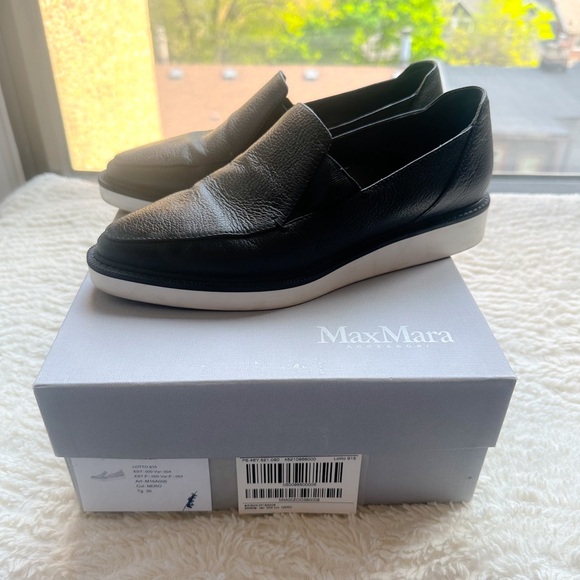 MAXMARA HARDEN Black Leather Loafers Shoes Size 6 - Picture 10 of 13